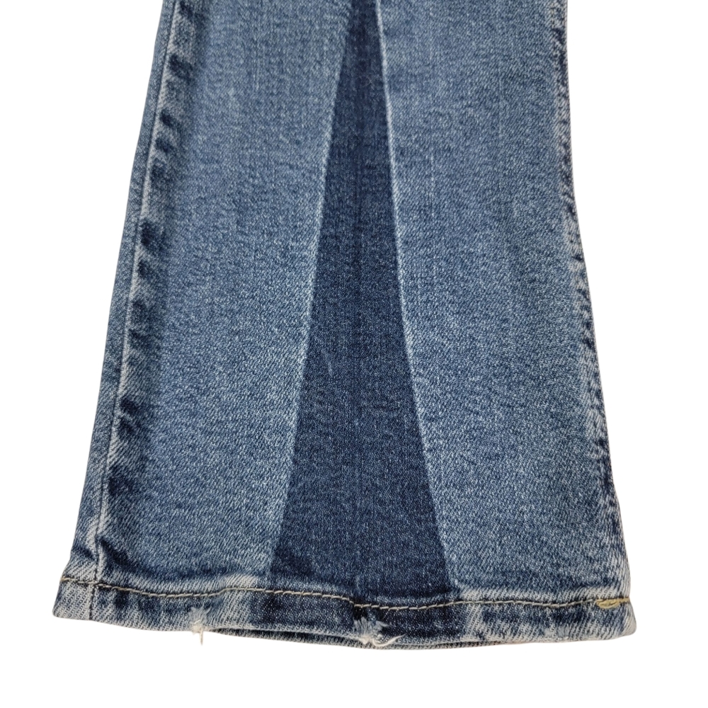 Free People Cropped Flare Leg Jeans w/ Colorblock Cut Out Distressed Wom… - Picture 11 of 17